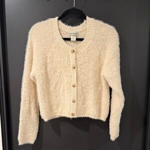 Cotton Emporium Cream Fuzzy Cardigan